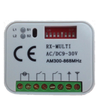 RECETORA UNIVERSAL CÓDIGO FIXO e VARIÁVEL 300-868MHz COMPATÍVEL COM DIVERSAS MARCAS, RX-MULTI 